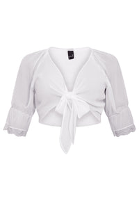Shrug with lace VOILE - white - #4