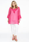 Tunic frilled v-neck VOILE - pink - #1