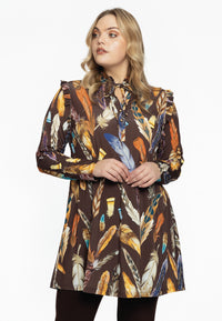 Tunic wide bottom FEATHERS - brown - #2