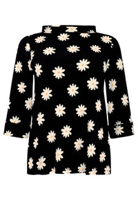 Shirt A-line Turtle neck DAISY - black - #4