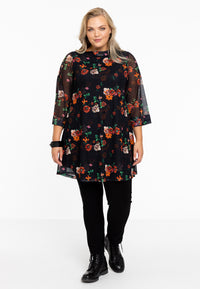 Tunic wide bottom BABY ROSE - black - #1