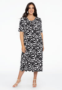 Dress front zipper LEAVES - black - #1