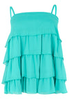 Top strapless ruffled VOILE - turquoise