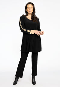 Tunic Wide Bottom Contrast Lines DOLCE - black - #1