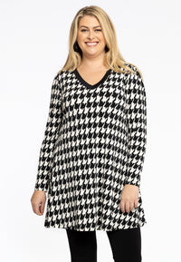 Tunic V-neck PIED DE POULE - black - #2