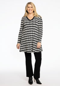 Tunic V-neck PIED DE POULE - black - #1