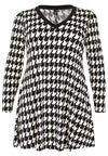Tunic V-neck PIED DE POULE - black - #4