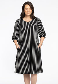 Dress Puff Sleeve STRIPES - black - #2