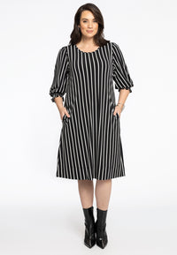 Dress Puff Sleeve STRIPES - black - #1