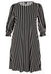 Dress Puff Sleeve STRIPES - black - #4