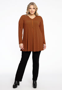 Tunic V-neck pleat KARINA - orange - #1