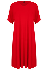 Dress V-neck PLISSE - red - #4