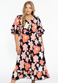 Dress buttoned HIBISCUS - black - #1