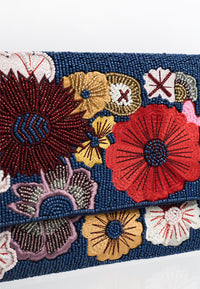 Clutch Flower beads - blue - #2