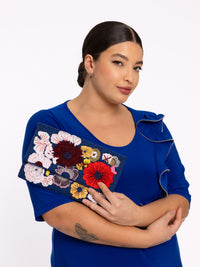 Clutch Flower beads - blue - #7