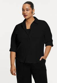 Blouse regular COTTON STRETCH - black - #1