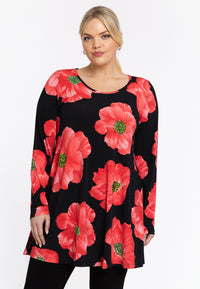 Tunic wide bottom PETALS - red - #1