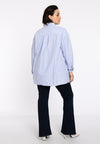 Gestreepte blouse met borduursel - lichtblauw