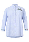 Striped blouse with embroidery - light blue - #4