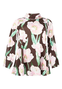 Satin tunic FIORITO - brown - #3