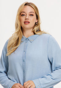 Blouse strass collar INDIGO LYOCELL - indigo - #5
