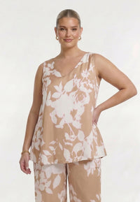 Singlet BLURRED ROSES - light brown - #1