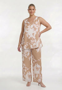 Singlet BLURRED ROSES - light brown - #2
