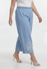 Trousers loose 7/8 SWEET FLORA - light blue - #1