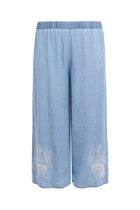 Trousers loose 7/8 SWEET FLORA - light blue - #2