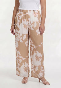 Trousers BLURRED ROSES - light brown - #4