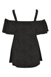 Singlet flare off shoulder DOTS - black - #3