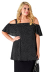 Singlet flare off shoulder DOTS - black - #1