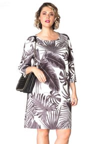 Dress palm leaves SCUBA - grey - #2