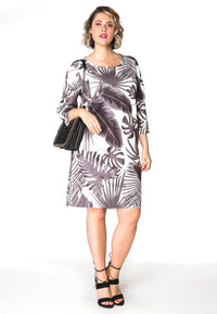 Dress palm leaves SCUBA - grey - #1
