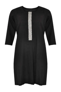Dress beaded LINEN - black - #3