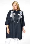 Blouse wide embroider LINEN - blue - #2