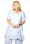 Blouse ruffled bot LINEN - blue - #2