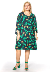 Dress A-line wide PINEAPPLE - blue - #1