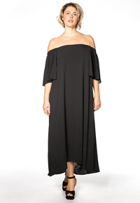 Dress long elastic back - black - #1