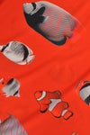 Blouse wide frilled sleeves FISHES - orange - #5