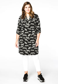 Shirt grandad collar LEOPARD - black - #1