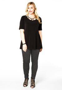 Trousers stretch DOTS - black - #1