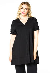Tunic V-neck rolled sleeve COCO - black - #1