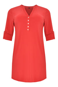 Tunic grandad collar DOLCE - red - #4