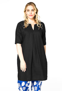 Tunic pleat LINEN - black - #1