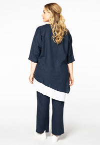 Asymmetrische blouse linnenBlouse asym linen - blue - #3
