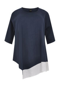 Asymmetrische blouse linnenBlouse asym linen - blue - #4