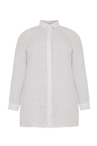 Blouse blind button closure LINEN - white - #4