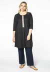 Dress beaded placket LINEN - black