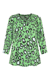 Tunic v-neck lacing LEOPARD - green - #4
